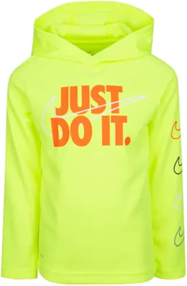 Nike Boys Just Do It Thermal Pullover Lightweight Hoodie Shirt (Volt, 6)