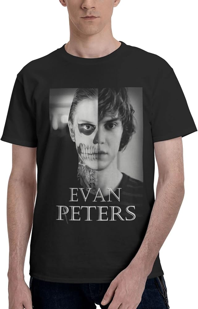 Evan Peters T-Shirt Men's Casual Stylish Short Sleeve Round Neck T-Shirts