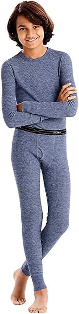 Hanes - Boy's X-Temp Ultimate Thermal Underwear Set, Heathered Blue 41070-X-Small