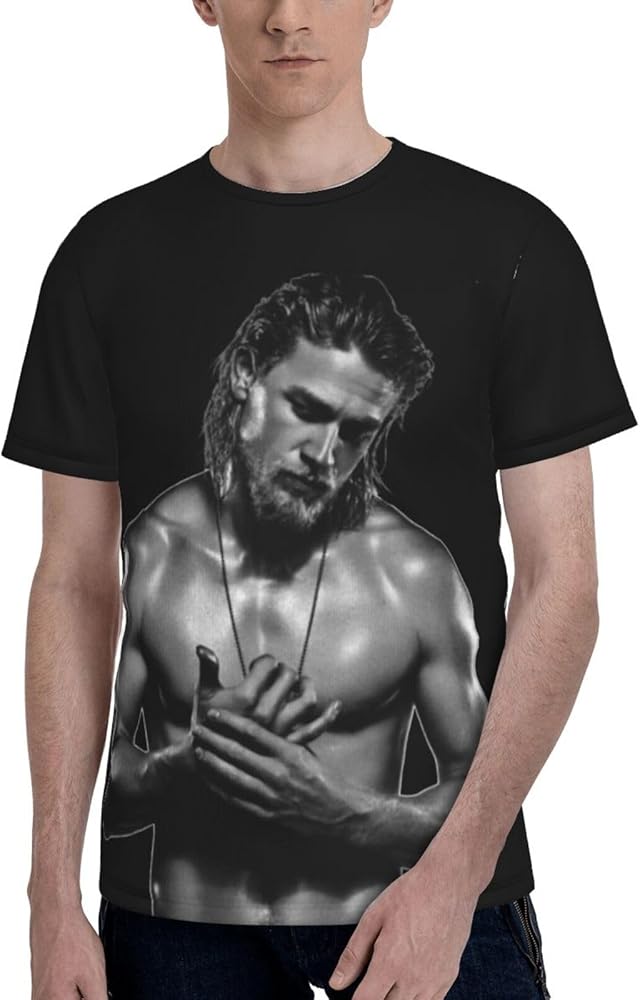 Charlie Hunnam T Shirt Man's Summer Fashion Casual Round Neck Short Sleeve Cotton Tee Top