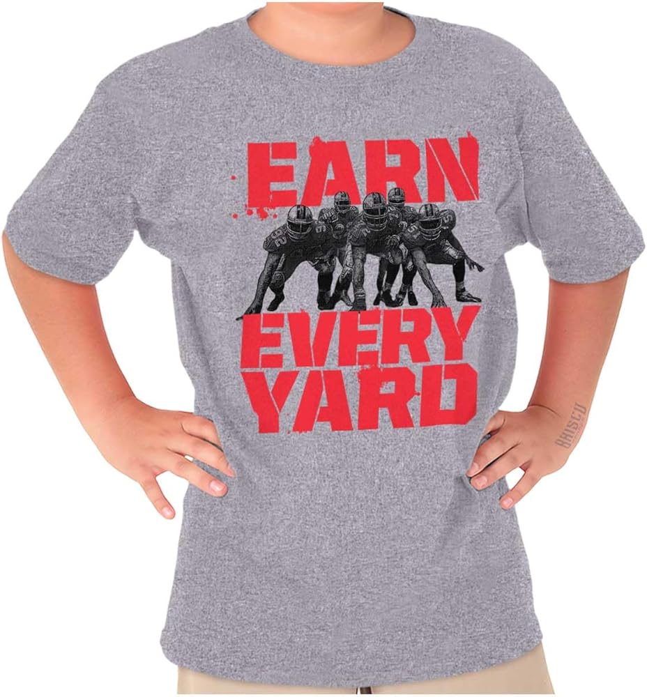 Football Athlete Earn Every Yard Boys Kids T Shirt Tees Tops