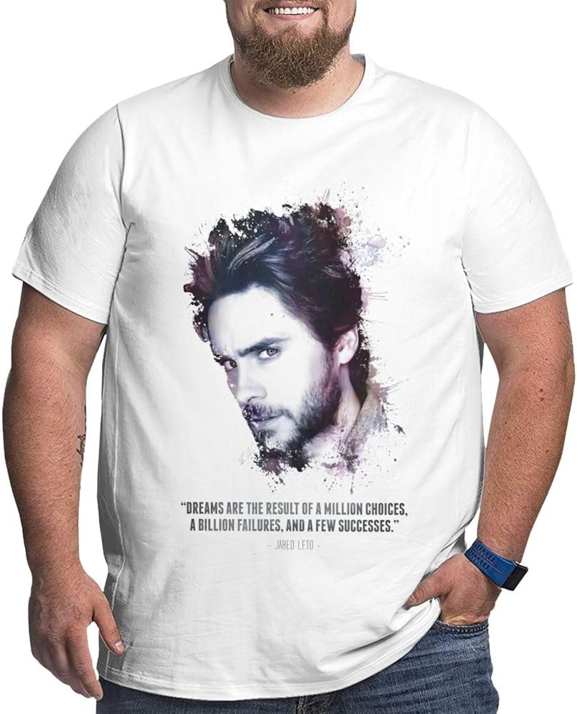 Jared Leto Big and Tall Shirts Boys Oversized Round Neckline Short Sleeve Plus Size Casual Basic Tee Tops