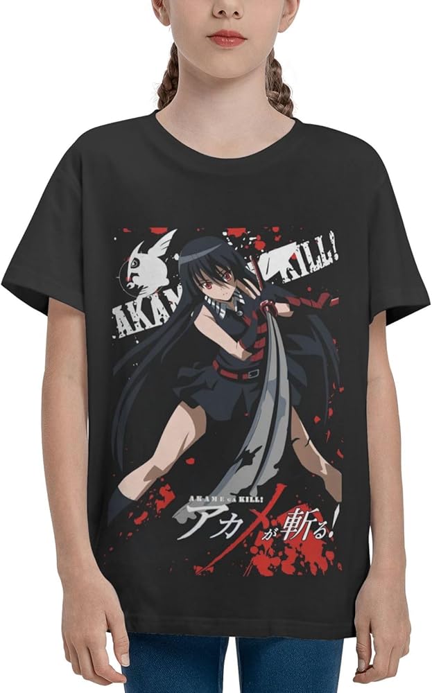 Anime Akame Ga Kill Akame Shirt Boys Girls Round Neck Short Sleeve Cotton Tees