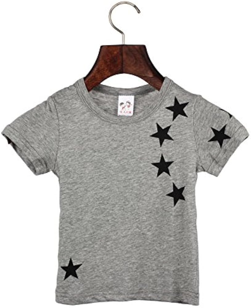 Short Children Kids Star T Shirt Tops Boy Sleeve Neck Cotton Tees O Boys Tees Toddler Clothes