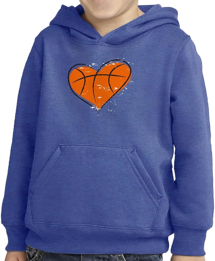 Basketball Heart Toddler Pullover Hoodie - Cute Boy Items - Basketball Items