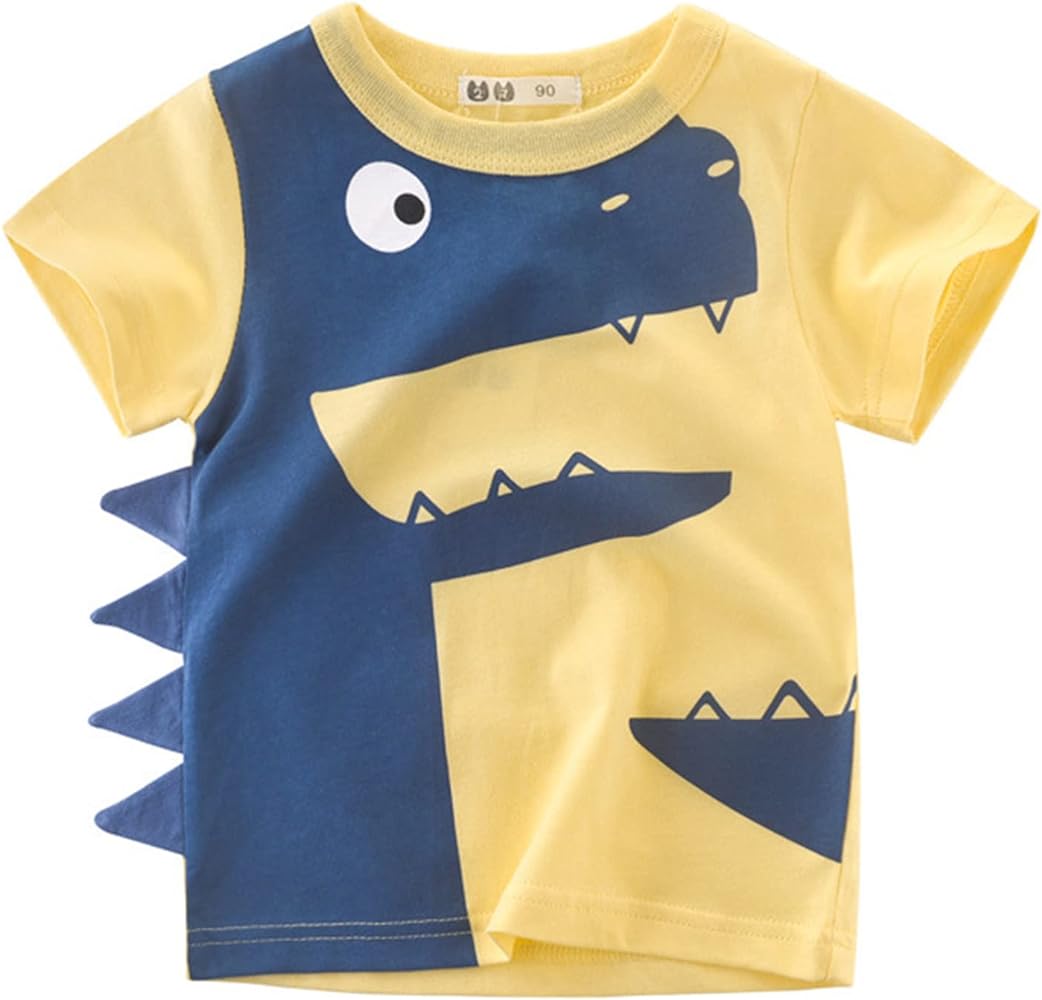 Toddler Kids Baby Boys Girls Cartoon Dinosaur Short Sleeve Crewneck T Shirts Tops Tee Summer Boys Outfits