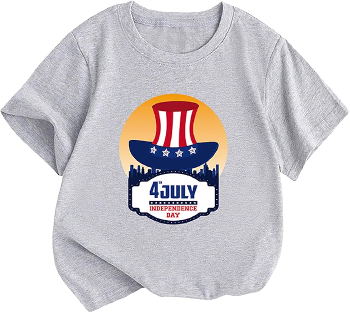 Summer Toddler Boys Girls Short Sleeve Independence Day Letter Prints T Shirt Tops Boys' Sports Shirts