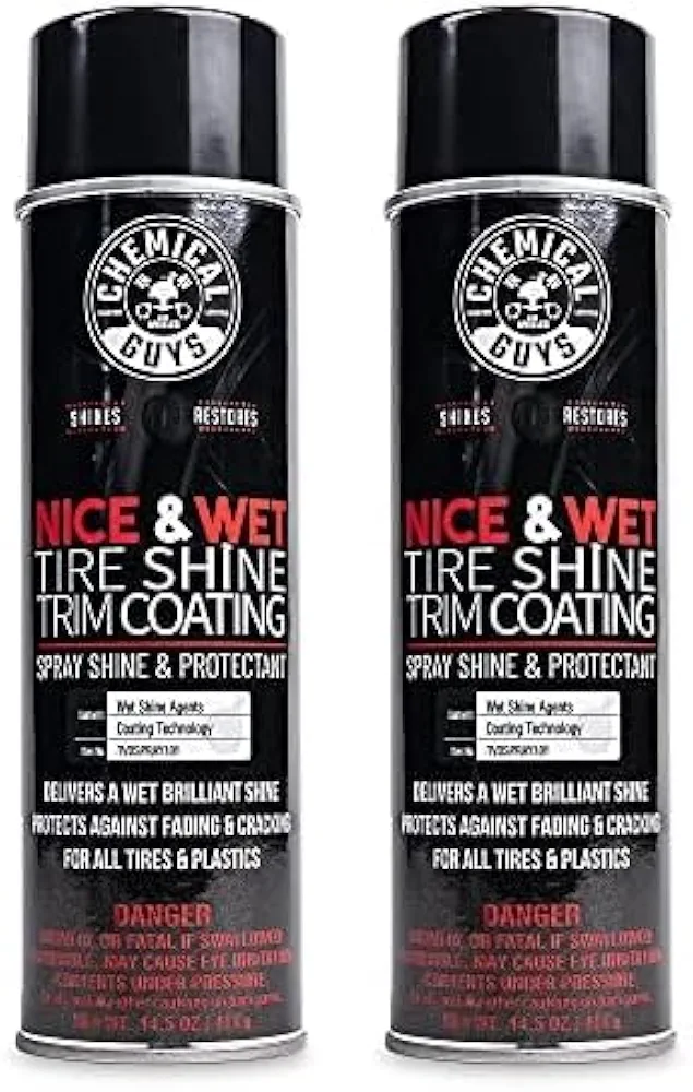 Chemical Guys TVDSPRAY101 Nice & Wet Tire Shine Trim Coating for Rubber, Plastic and Vinyl, Safe for Cars, Trucks, SUVs, Motorcycles, RVs & More, 14.5 fl oz,Black (Pack of 2)