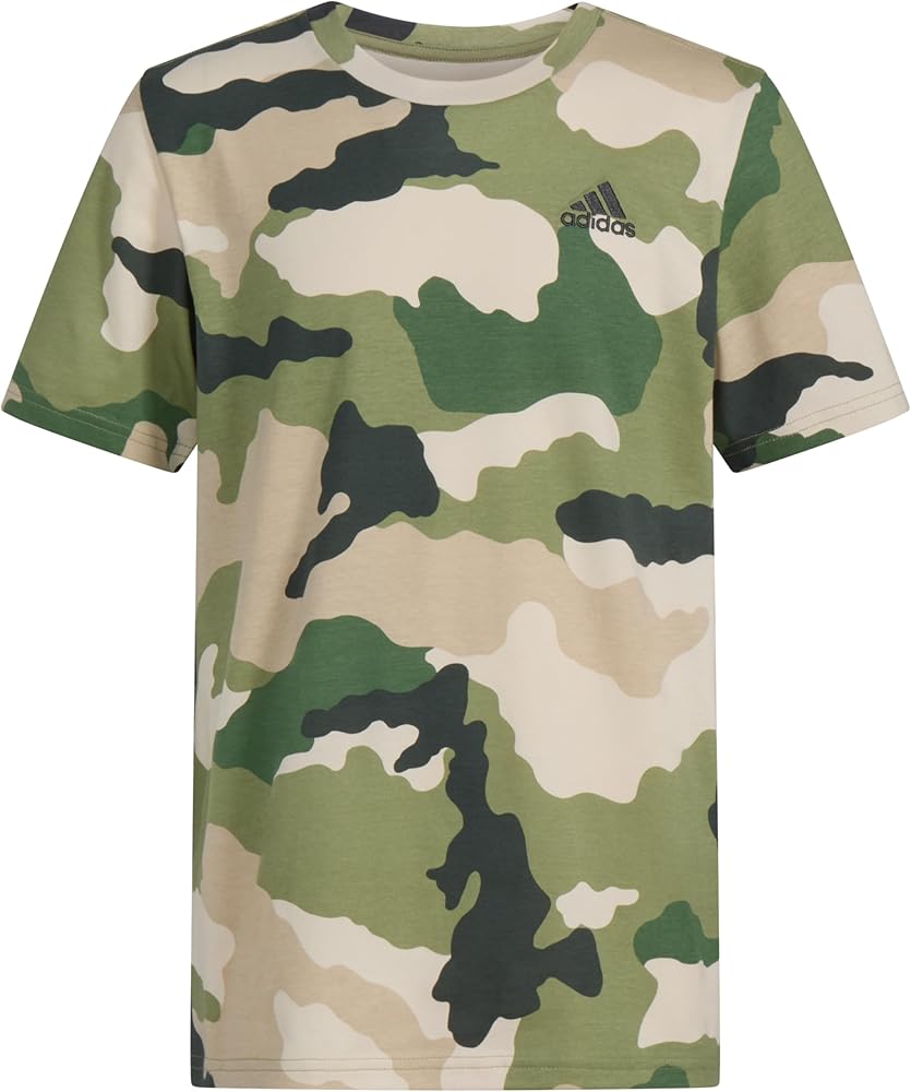 adidas Boys' Short Sleeve Cotton Camo Print T-Shirt