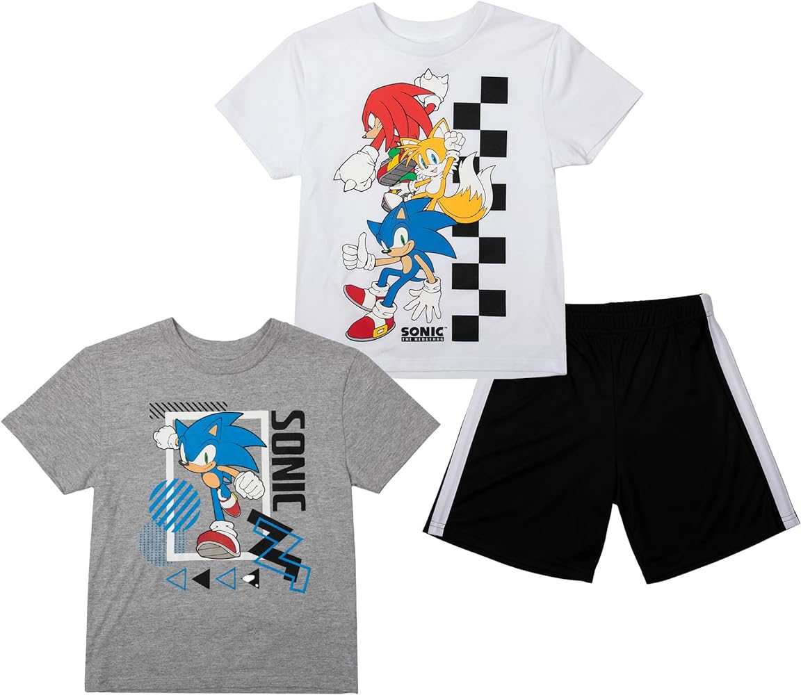 Sonic Boys 3-Pack Set - Includes Two Tees and Mesh Shorts