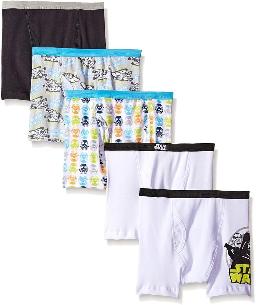 Disney Star Wars 5-pack Boxer Briefs Yoda Darth Vader C3PO R2-D2 Boys Sizes 4-6-8 Assorted