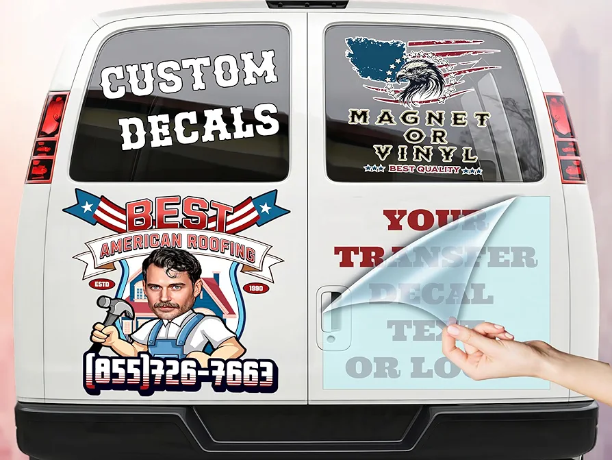 Choose Your Custom Sticker or Magnet ║ (50 Colors + Unlimited Fonts + 55 Sizes) ║ Make Your Own Text or Graphic on Decals or Magnets ║ Waterproof on Car Boat Mugs Window Mailbox ║ Made in The USA