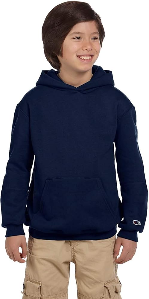 Champion Boy's Double Dry Action Fleece Pullover Hood, Navy, XL