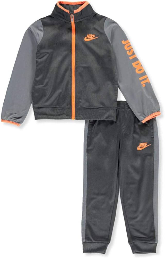 Boys Nike Jacket & Pants Track Suit Set Sweatsuit (4, Grey Orange)