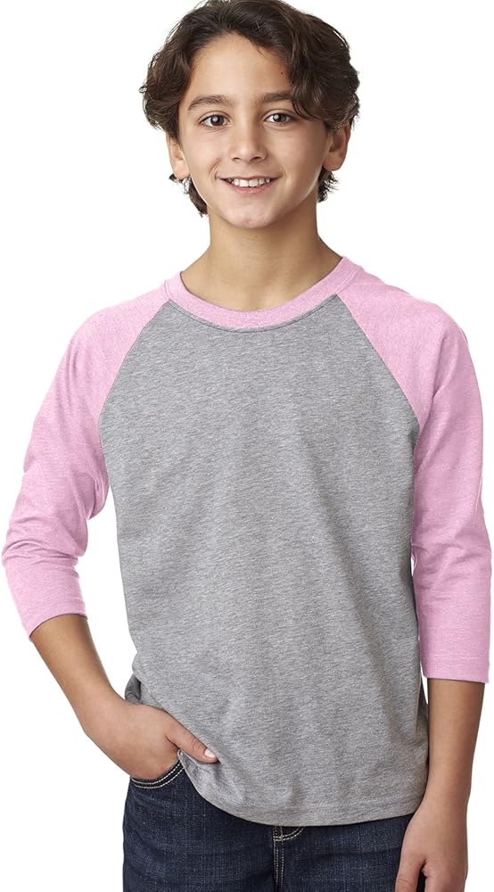 Next Level 3352 CVC 3/4 Sleeve Raglan Tee Lilac/Dark Heather Gray Large