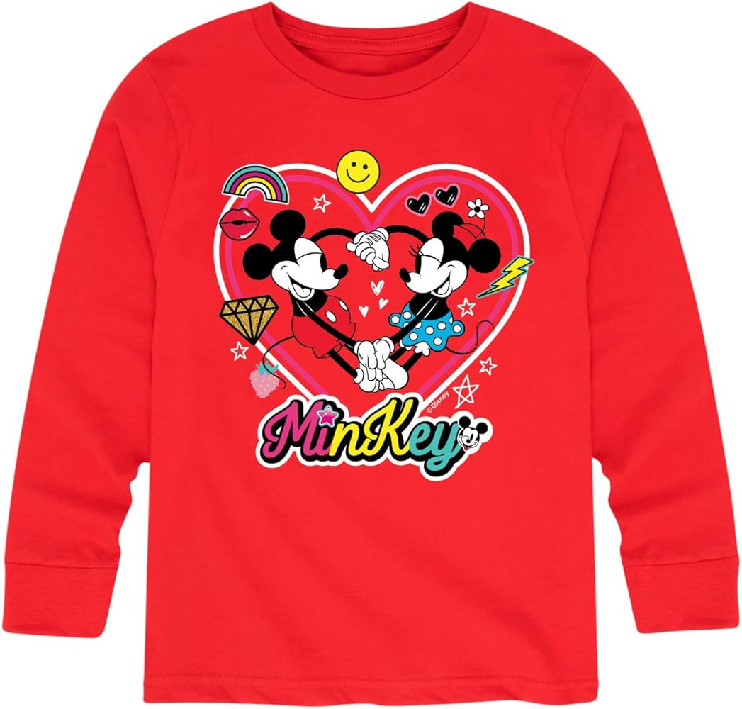 Disney Mickey & Friends - Mickey Minnie Minkey - Toddler and Youth Long Sleeve Graphic T-Shirt