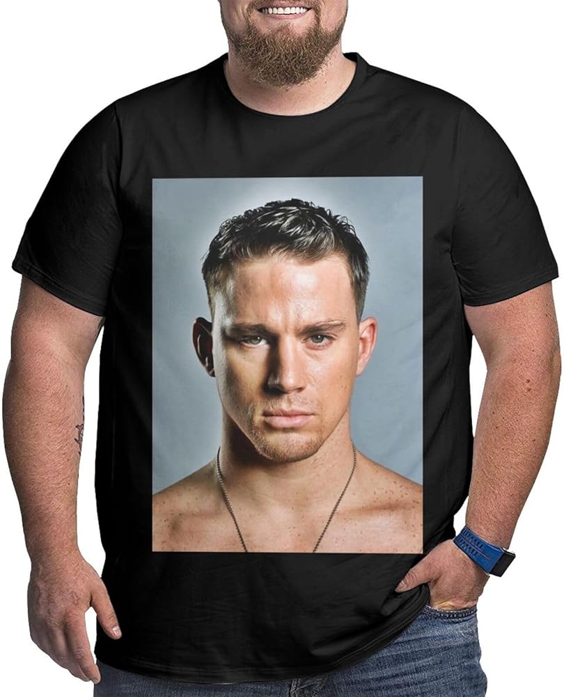 Channing Tatum Big and Tall Shirts Mens Oversized Round Neckline Short Sleeve Plus Size Casual Basic Tee Tops