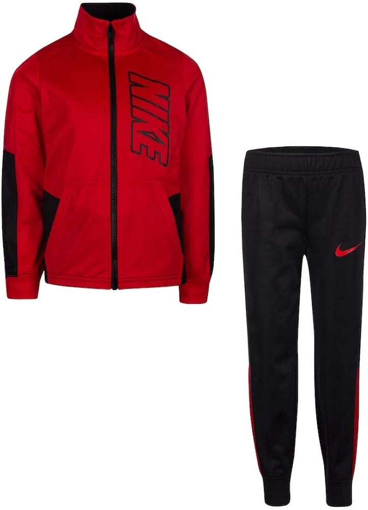 Nike Boy`sTherma Dri-Fit 2 Piece Tracksuit (Black(8ME201-R1N)/University Red, 18 Months)