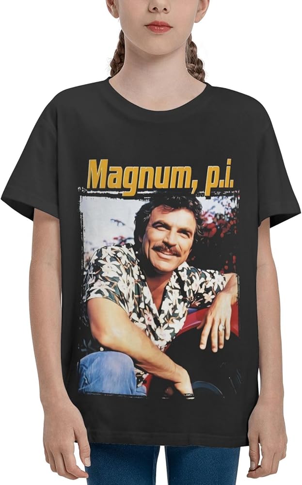 Tom Actor Selleck Shirt Boys Girls T Shirts Short Sleeve Graphic Tees Summer Casual Crewneck Tops Black