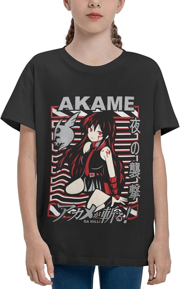 Anime Akame Ga Kill Akame Shirt Boys Girls Round Neck Short Sleeve Cotton Tees