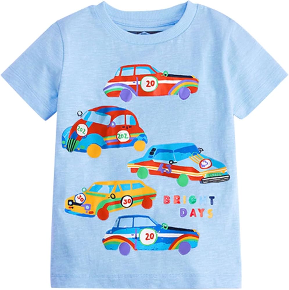 Toddler Boys' Short Sleeve Tees Cotton Casual Car Graphic Crewneck Summer Top Clothes T Shirts Color Boy