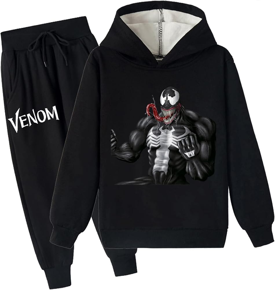 ENDOH Boys Venom Hoodie Sweatshirt and Sweatpants-2 Piece Long Sleeve Pullover Hooded Outfits Fleece Tracksuit for Kids