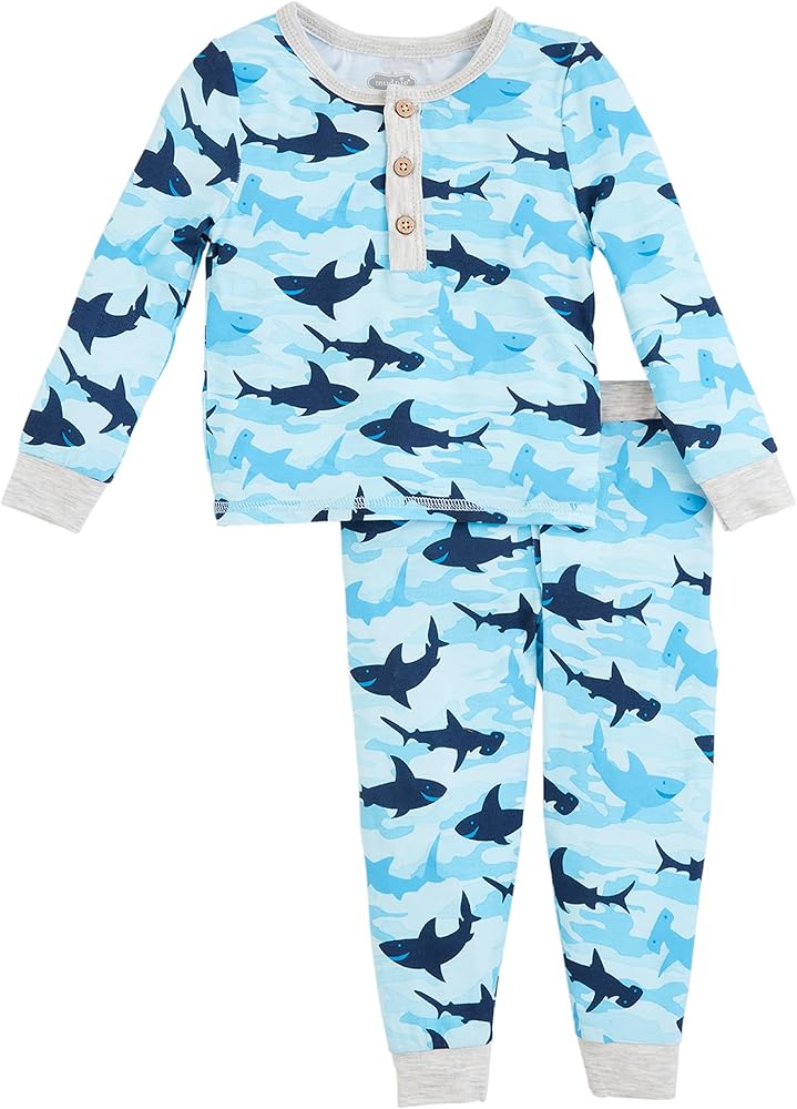 Mud Pie Boys Glow Camo Shark Pjs