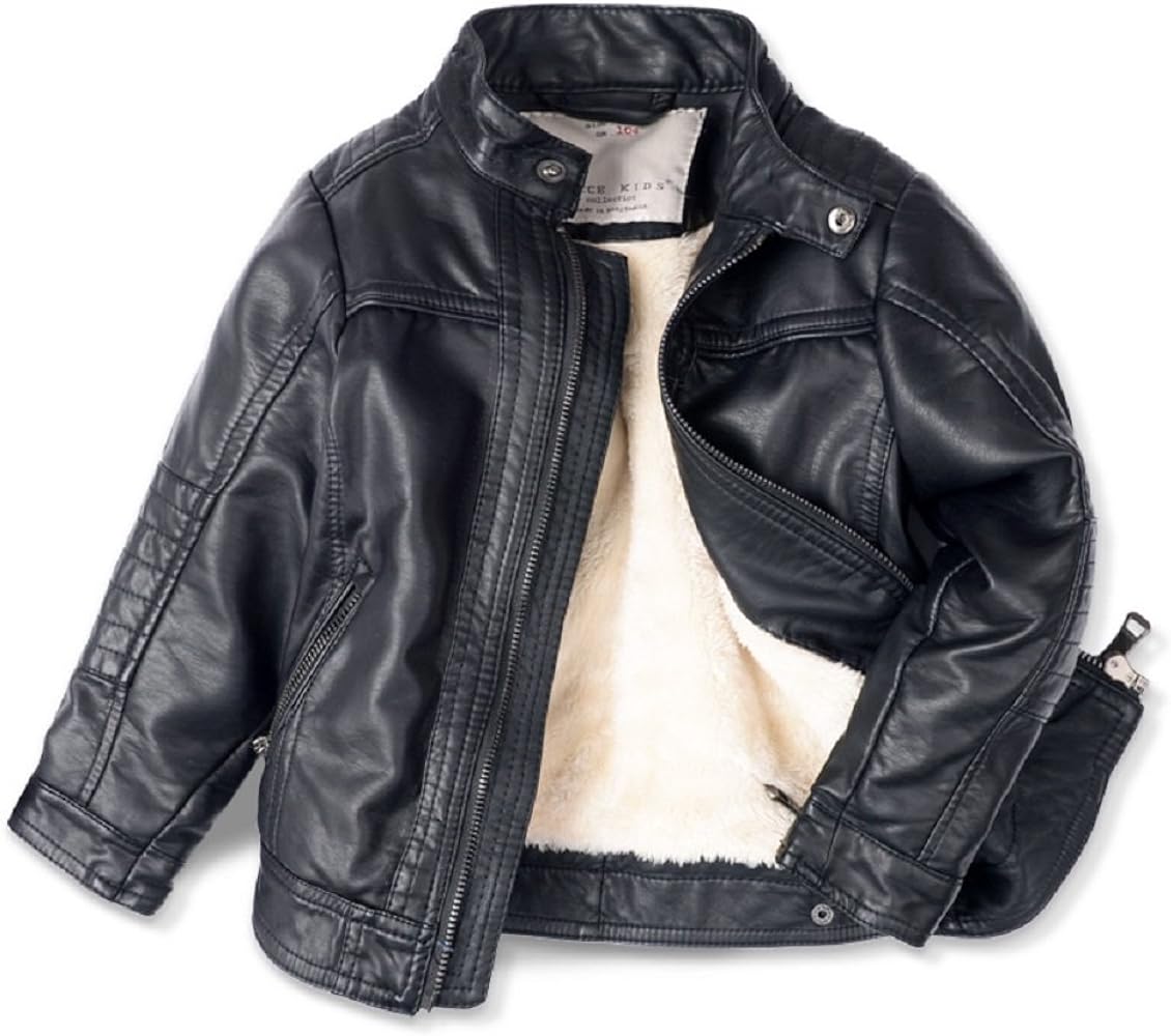 LJYH Boys Leather Jackets New Spring Children Collar Motorcycle Faux Leather Zipper Coats