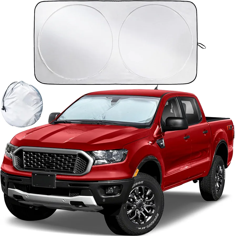 Truck Sun Shade for Windshield | Front Truck Window Shade for Maximum UV Rays and Sun Heat Protection | Truck Interior Accessory for Cooler Interior | X-Large (69" x 35")