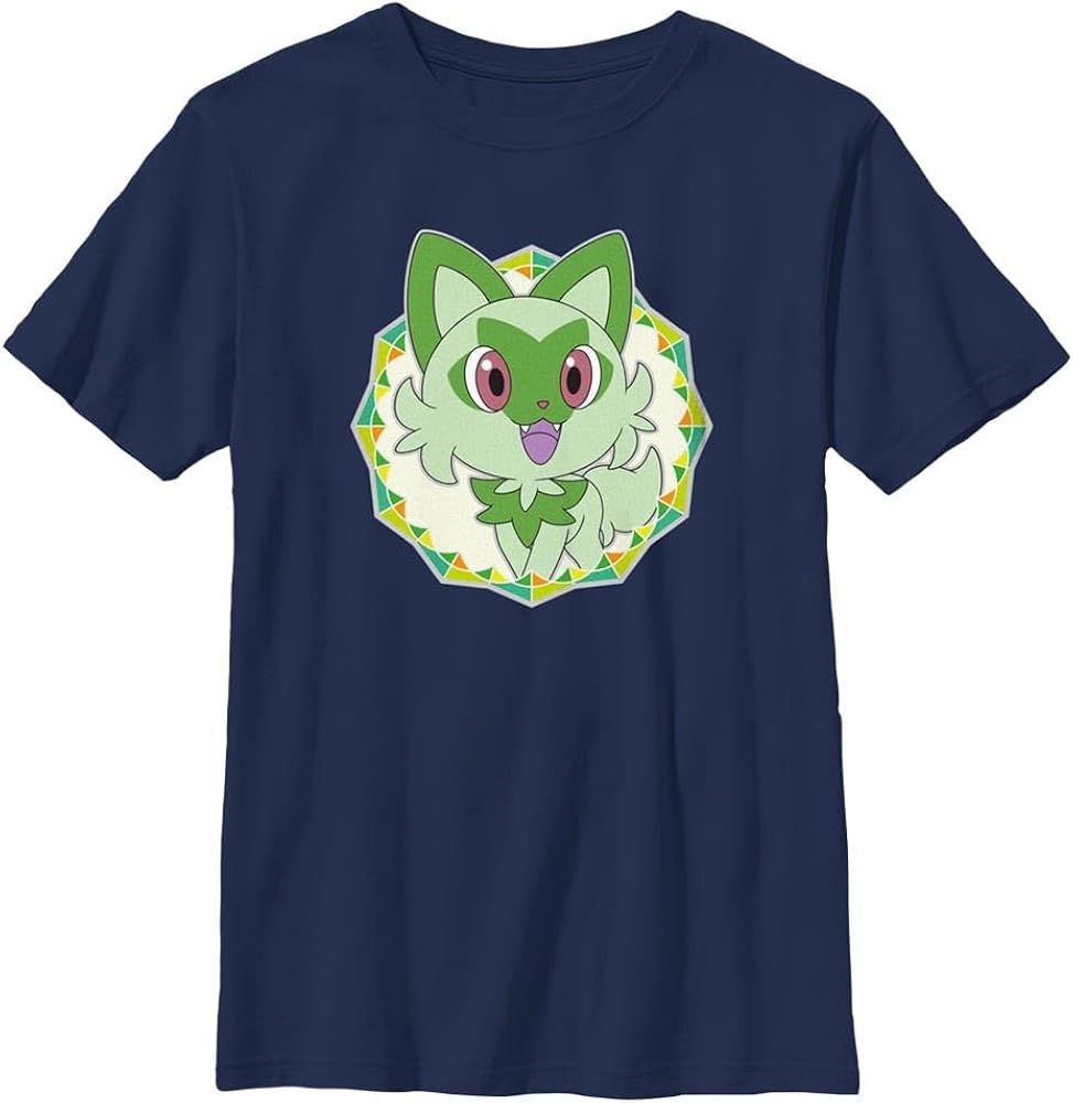 Pokemon Kids Sprigatito Sparkle Boys Short Sleeve Tee Shirt