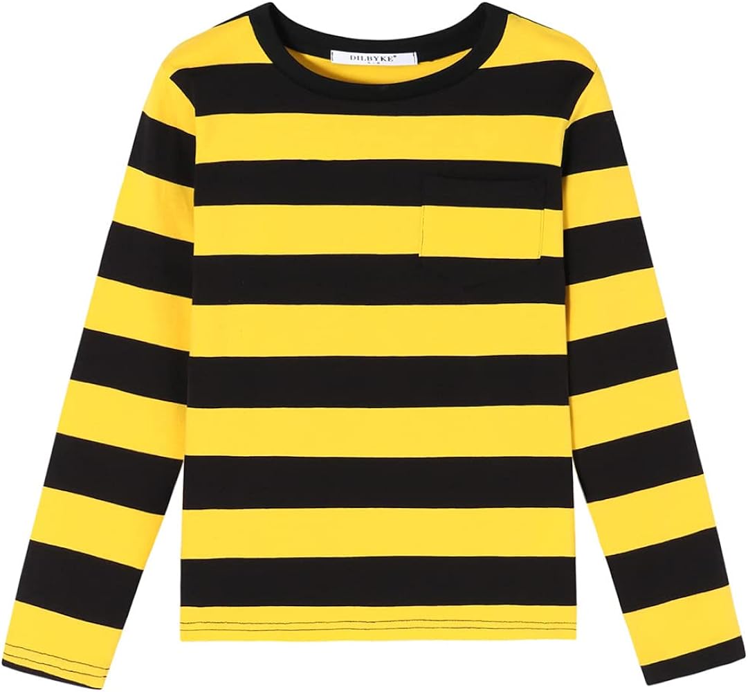 Boys Girl Long Sleeve Striped Crew Neckline T-shirts Kid Tee