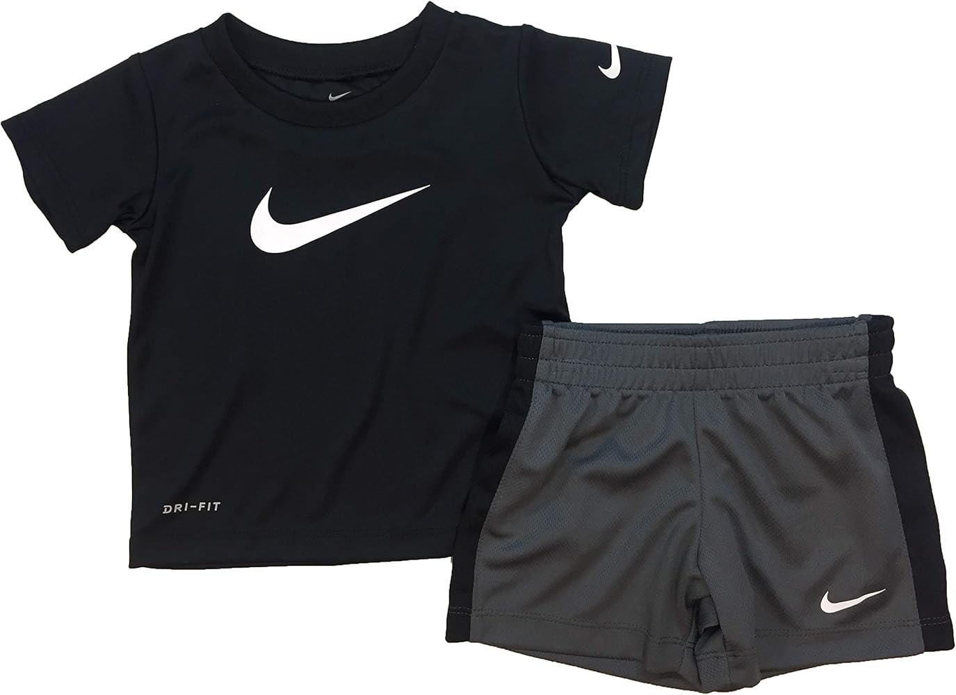 Nike Boy`s Dri-Fit T-Shirt & Shorts 2 Piece Set (Black(66F237-G1A)/Dark Grey, 6)