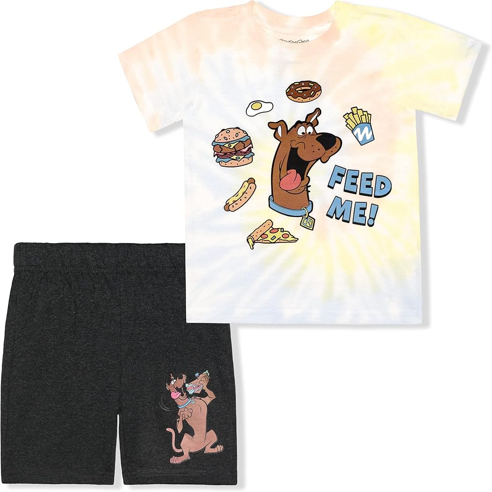 Nickelodeon 2 Pack Scooby Doo Tie Dyed Short Sleeve Tee Shirt and Shorts Set