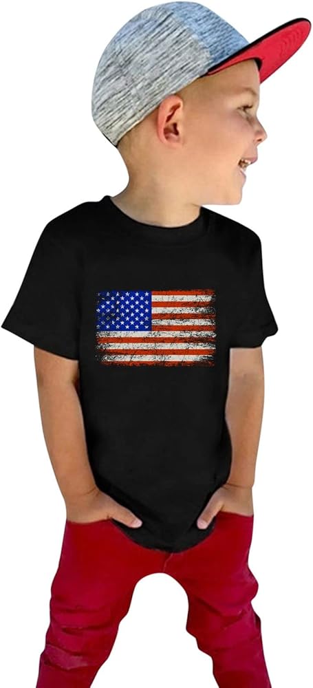 Toddler Kids Baby Girls Boys 4 of July Summer Short Sleeve Independence Day T Shirt Tee Tops Boys' Casual Shirts