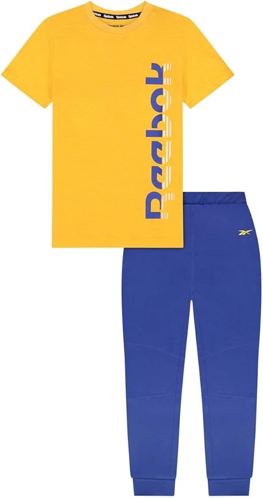 Reebok boys 2-piece Clothing Set - Short Sleeve Crewneck T-shirt + Comfy Fleece Jogger Sweatpants