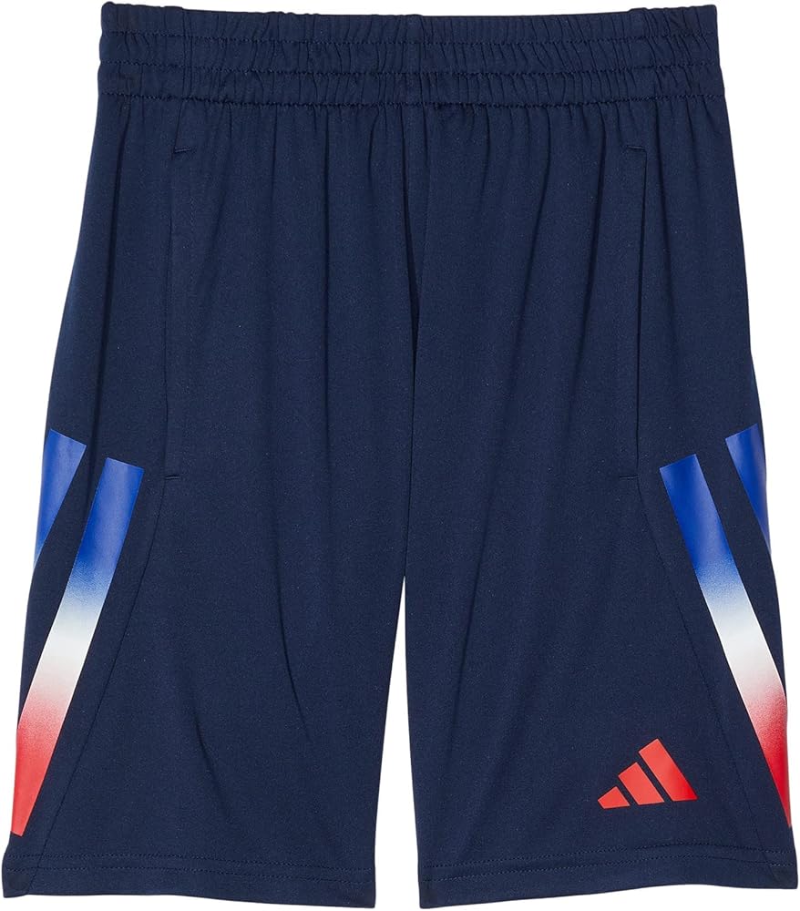 adidas Boy's Gradient Bold 3-Stripes Shorts (Big Kids) Navy/Red XL (18-20 Big Kid)