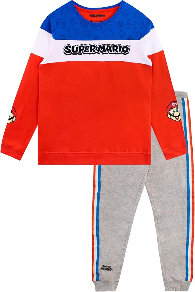 SUPER MARIO Boys Gaming Sweatshirt and Joggers Set 2 Piece Outfit Set for Kids