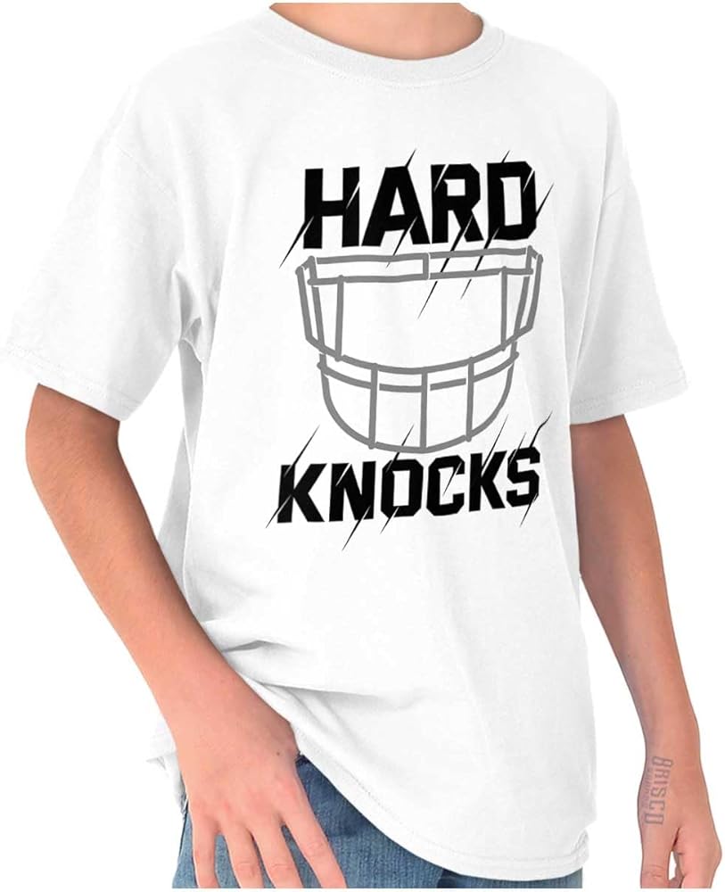 Football Athlete Helmet Hard Knocks Boys Kids T Shirt Tees Tops