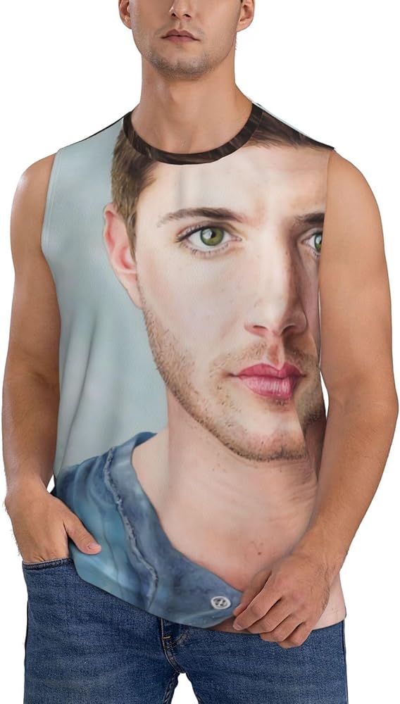 Jensen Ackles Tank Top Man's Summer Casual Novelty Polyester Sleeveless Tee Shirts for Men