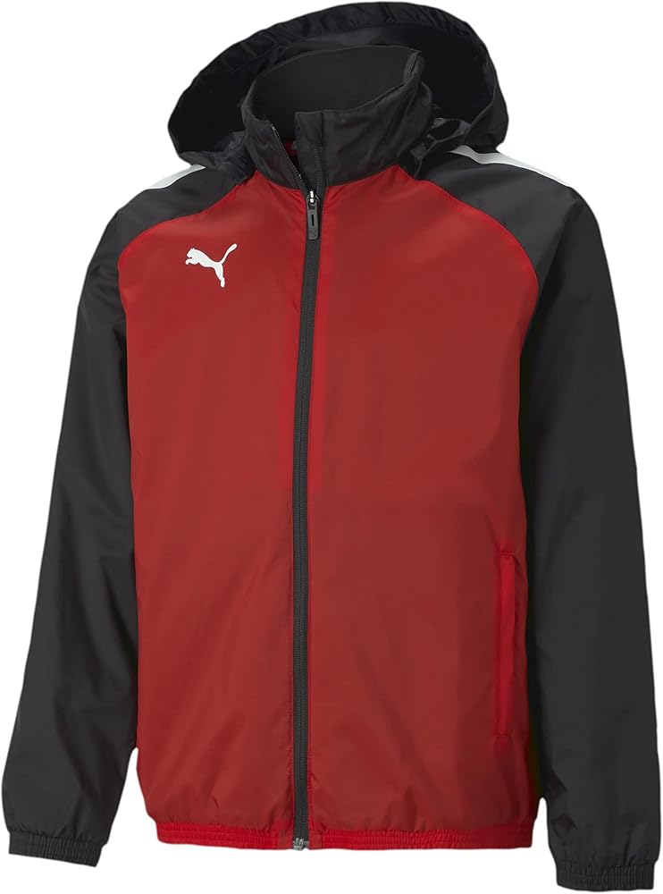 PUMA unisex child TeamLIGA All Weather Jacket, Puma Red-puma Black, X-Large US