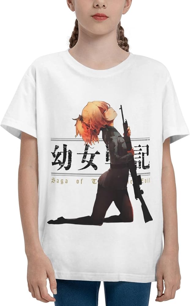 Anime Saga of Tanya The Evil Shirt Boys Girls Round Neck Short Sleeve Cotton Tees