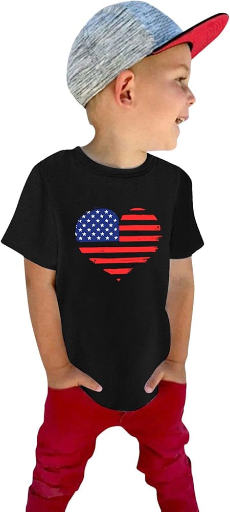 Summer Toddler Boys Girls Short Sleeve Independence Day Letter Prints T Shirt Tops Boys Shirts Pack