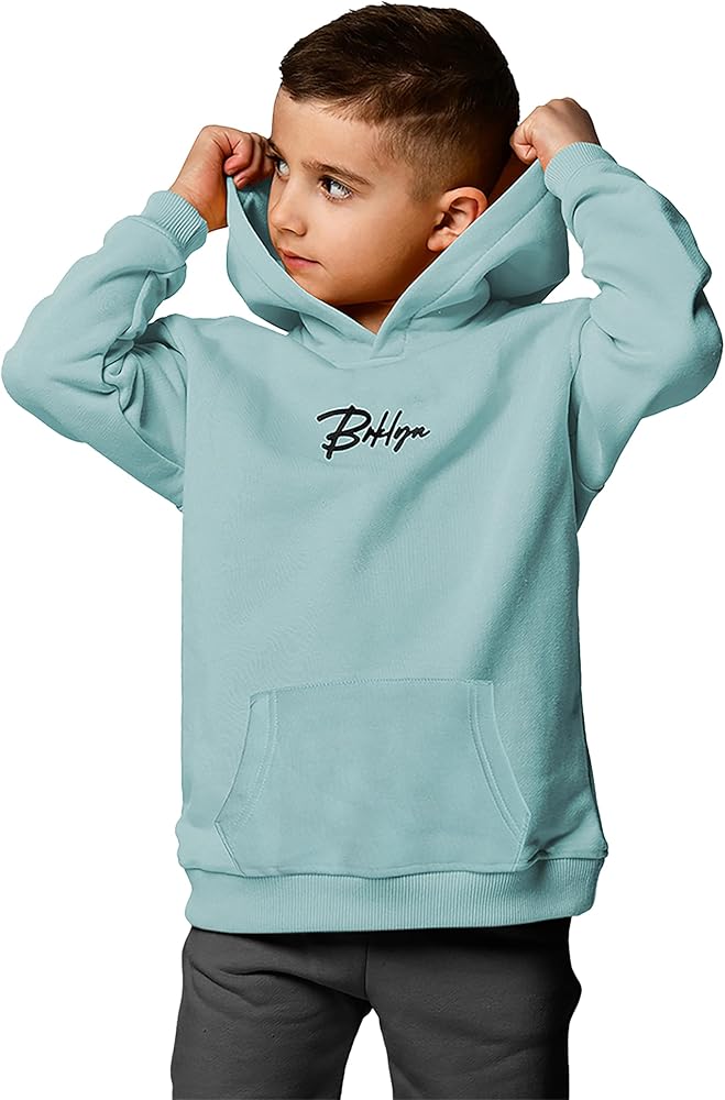 Youth Solid Classic Hoodies Soft Hooded Sweatshirts for Children Crewneck Sweatshirts (4-11 Years)