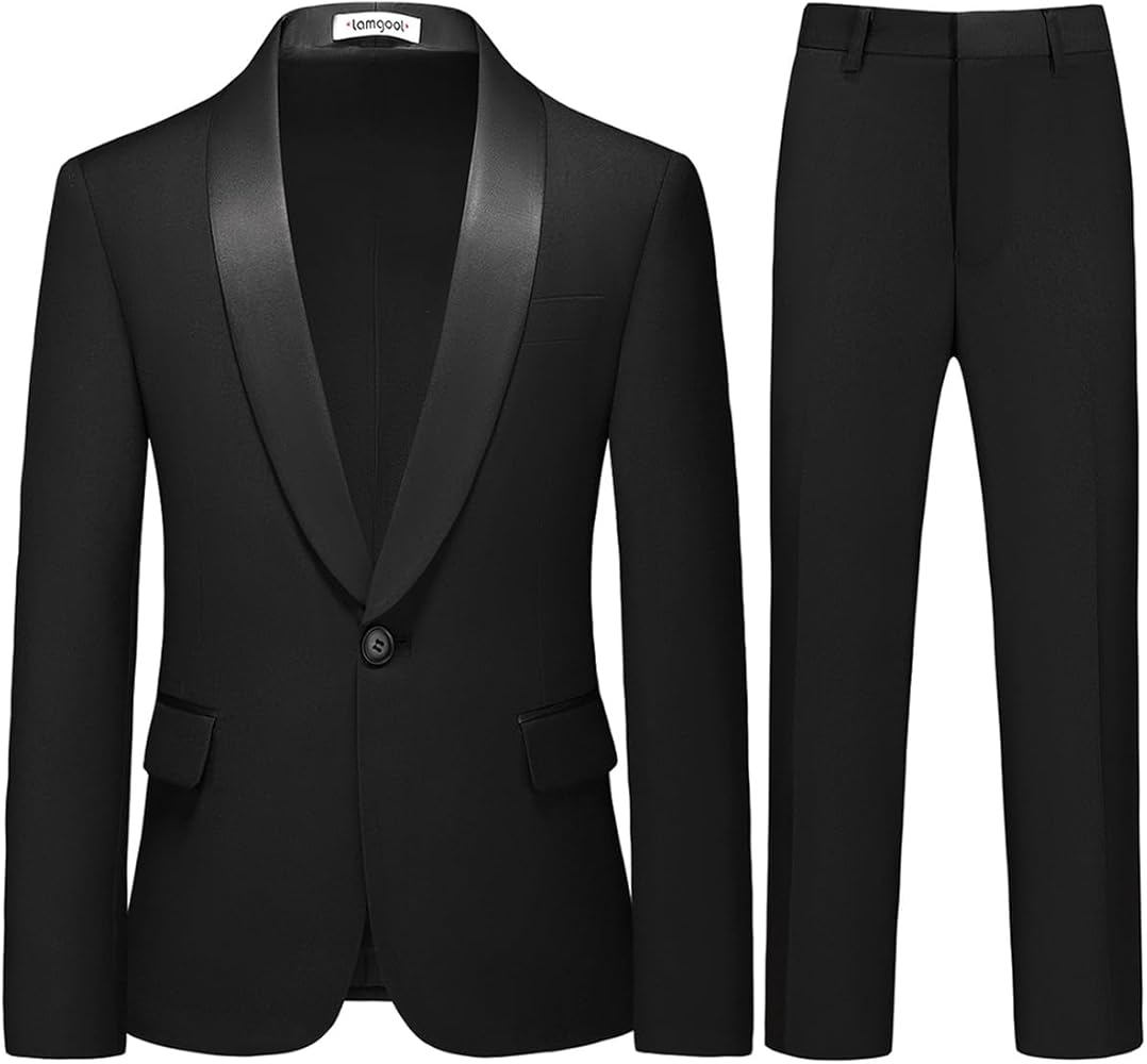 Lamgool Boys Suit Slim Fit 2-Piece Formal Set Tuxedo Blazer Jacket and Pants for Kids Prom Wedding Party Size 4-16 Years