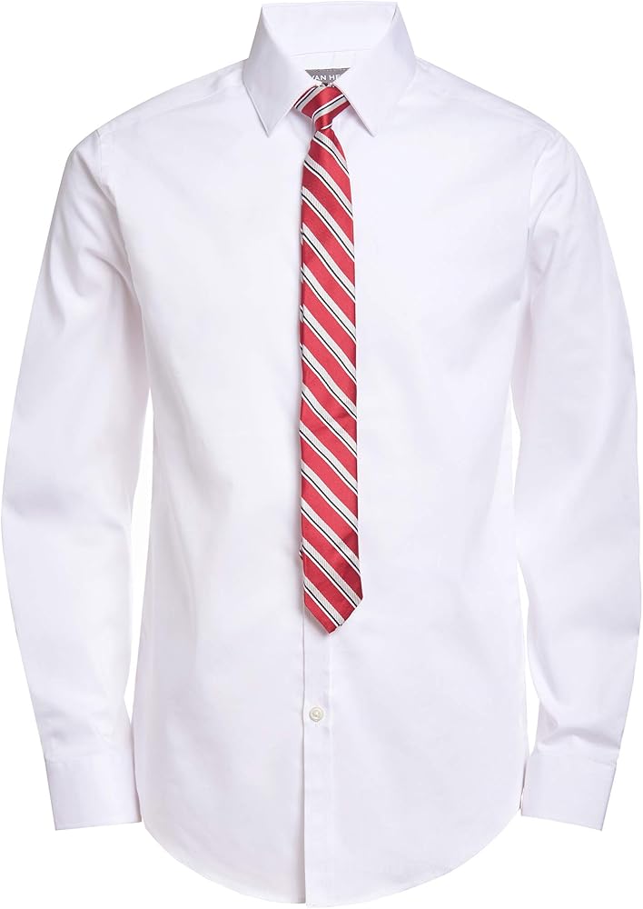 Van Heusen Boys Long Sleeve Collared Button-Down Dress Shirt And Tie Set