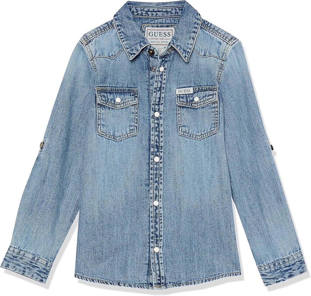 GUESS Boys' Long Sleeve Denim Shirt