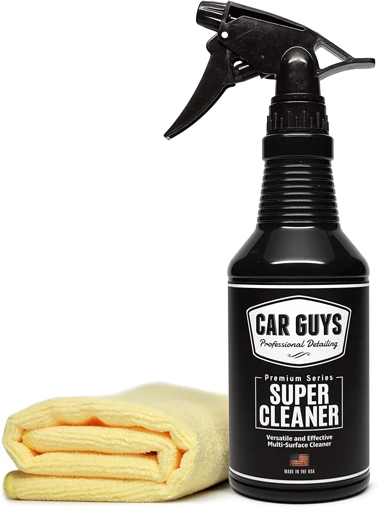 CAR GUYS Super Cleaner | Effective Car Interior Cleaner | Leather Car Seat Cleaner | Stain Remover for Carpet, Upholstery, Fabric, and Much More! | 18 Oz Kit