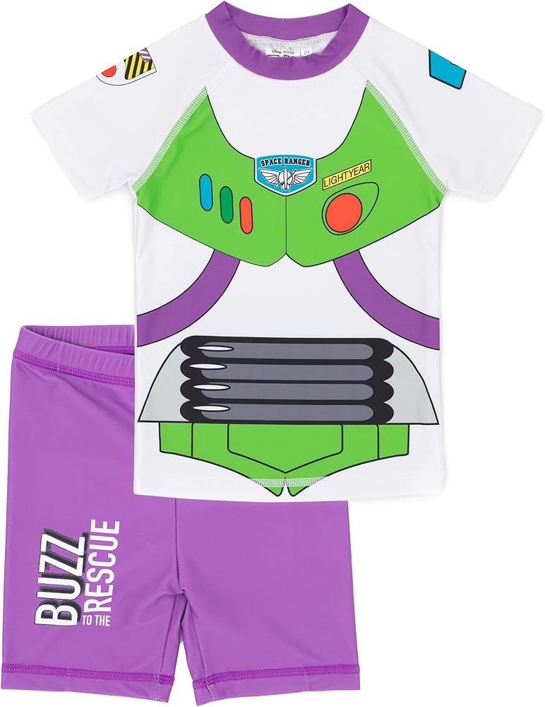 Disney Toy Story Buzz Lightyear Swimsuit Boys Two Piece Top Shorts Swim Set