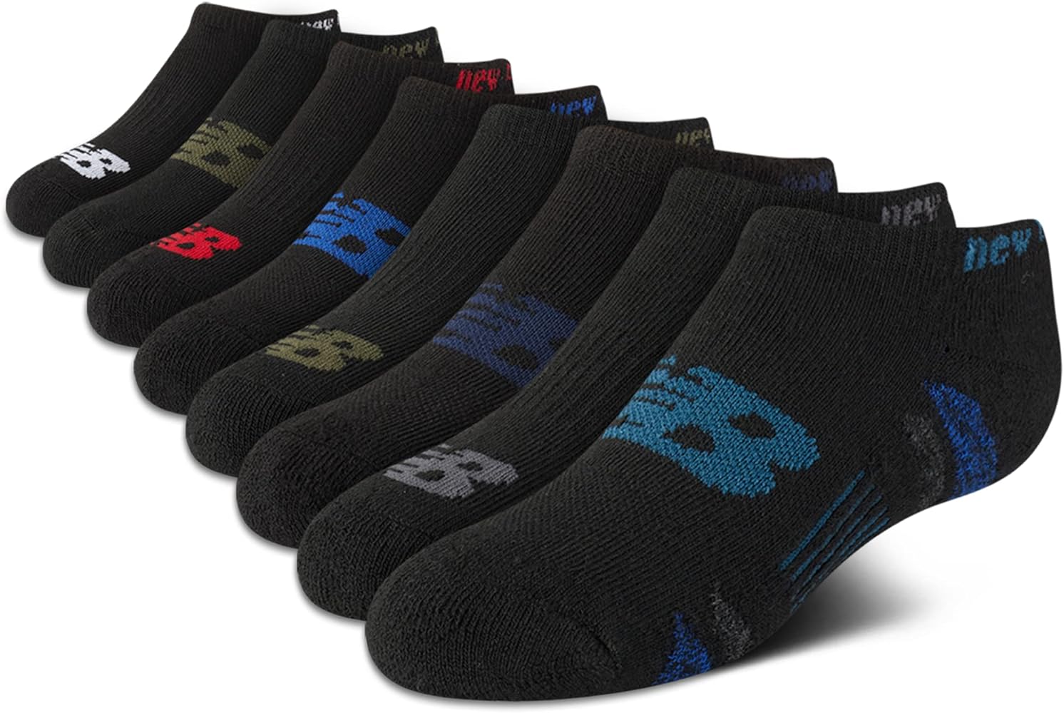 New Balance Boys' Performance No Sweat Low Cut Socks with Arch Support (8 Pack)