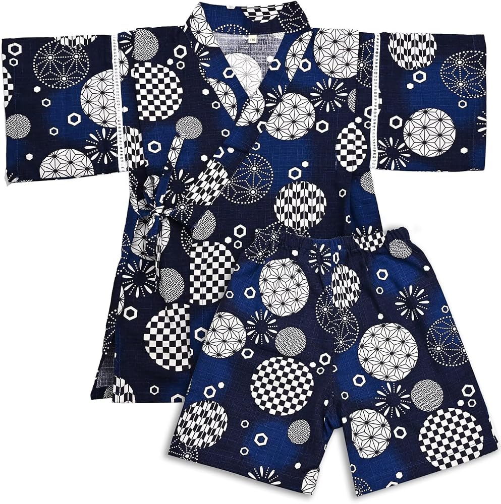 Kimono kids Boys Clothes Tops Shorts Set Jinbei Boys Summer Yukata 100% Cotton Breathable Japanese Style 90-150cm